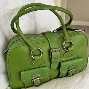 Leather bowling bag purse. Supple leather. Beautiful green. NWT